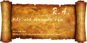 Rövid Annamária névjegykártya