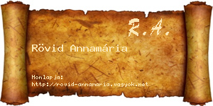 Rövid Annamária névjegykártya